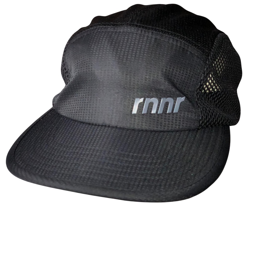 Rnnr Running Cap Hat Small Medium Black 5 Panel Mesh SPDWICK Tech Lightweight